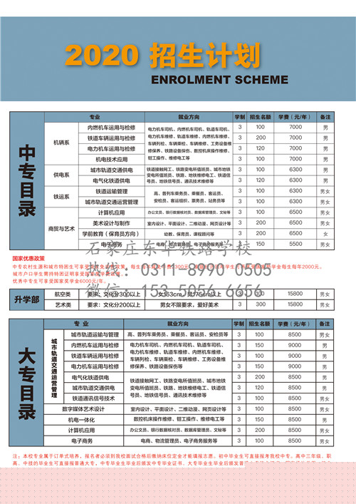 石家莊東華鐵路學(xué)校2020年秋招報名中
